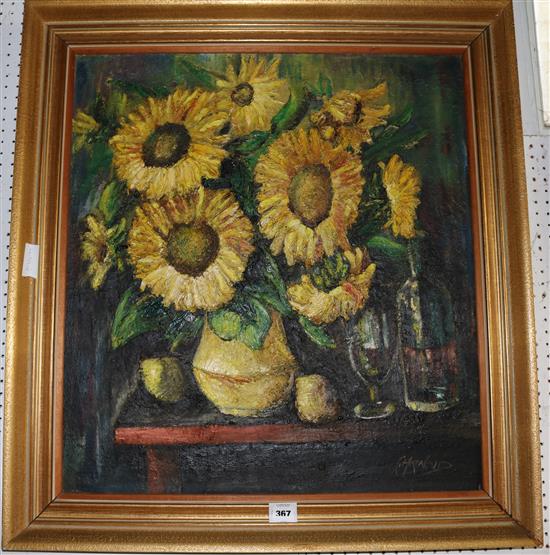 Oil still life sunflowers